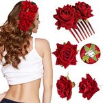 4 Pieces Rose Flower Hair Clip Big 