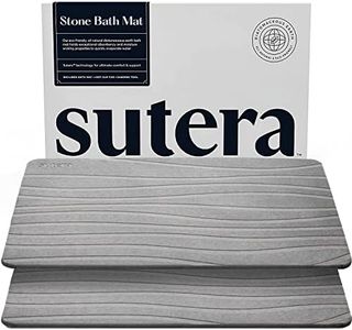 SUTERA - Tappetino da bagno in pietra, tappetino da doccia in terra di diatomee, antiscivolo, super assorbente, ad asciugatura rapida, naturale, facile da pulire (23,5 x 15 cm, grigio, 2 pezzi)