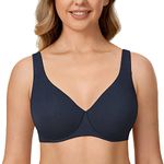 Delimira Women's Minimiser Bra Plus Size Non Padded Underwired Seamless Comfort Bras Sapphire Heather 38DD