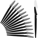 HFATMOS 12 Pcs Eyebrow Razors, Face Razors Multipurpose, Exfoliating Dermaplaning Tools, Eyebrow Trimmers Shaver with Safety Cover, Facial Hair Removal for Women Men Body Use (Black)