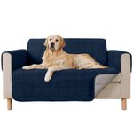 Gorilla Grip Patented Waterproof Slip-Resistant 50” Loveseat Protector Cover, for Leather or Fabric Couch Cushion, Large Microsuede Furniture Covers Dogs Pets Machine Washable Slipcover, Navy