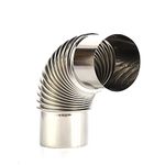 90° Elbow Pipe Ø 80mm, Stainless Steel Exhaust Pipe Windproof Cap 90 Degree Elbow Chimney Liner Bend 90° Multi Flue Stove Pipe Smoke Exhaust Pipe for Water Heater, Silver