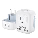 LENCENT European Travel Plug Adapter, International Power Adaptor with 2 USB Ports,2 American Outlets- 4 in 1 Type E/F Outlet Adapter,Travel Essentials to Most of Europe EU Spain France Germany