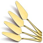 Kyraton Gold Cake Pie Pastry Server Pack of 4, Wedding Cake Knife and Server Set, Stainless Steel Golden Cake Cutter Wedding Cake Cutting Set, Silverware Set, Cake Serving Set (Gold)