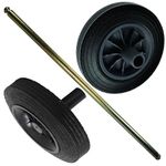 Wheelie Bin Axle Kit Rubber Wheels With Solid Axle Heavy Duty Replacement Wheels With Nose Collar (Axle & 2 Wheels)