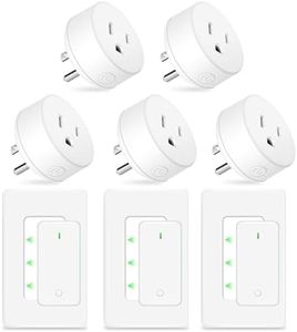 NineLeaf Wireless Remote Wall Switch and Outlet, Remote Control Outlet Light Switch for Lamps, Fans, Expandable, 15A/1875W, 500ft RF Range, TUV Listed (3 Remotes and 5 Outlets)