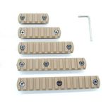 TRIROCK 5-pack TAN/FDE keymod picatinny rail sections kit fits key mod handguard rail mount system - 5,7,9,11,13 Slots