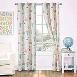 Kids Zone Home Linen 2 Panel Curtain Set with Grommet for Boys Girls Teens Bedroom Multicolor Set (Llama Cactus Tee Pee Multi Color)