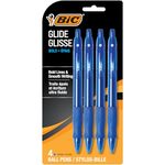 BIC Glide Bold Blue Ballpoint Pens, Bold Point (1.6 mm), 4-Count Pack, Retractable Ballpoint Pens With Comfortable Full Grip