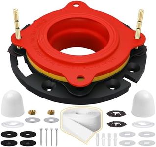 Universal Toilet Flange Repair Kit TF02-RI – Includes Flange, Elastic Wax Ring Gasket & Waterproof Sealing Tape with Brass Bolts, Better Than Toilet Wax Seal, Double Sealing Protection