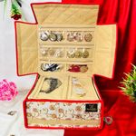 Trendifly Royal Flower Design Jewellery Organiser bag | Travel Makeup Cosmetic Jewelry Storage organizer box for Bridal women Earrings Bracelet Necklace (Red Tikki)