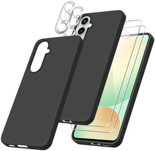 Funda para Samsung Galaxy S24 FE（No para S24）con Dos Cristal Templado Protector de Pantalla + 2 Fundas de cámara, Negro Suave Líquido Silicona Protectora Carcasa para Samsung Galaxy S24 FE