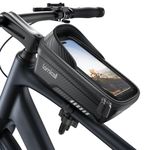 Lamicall Waterproof Bike Frame Bag - [1s Remove & Install] 2024 Bicycle Phone Bag with Reflective Strip, Sun Visor, Crossbar Top Tube Stem Bag for Mountain Bike Cycling, TPU Screen for Phones up to 7”