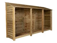 Arbor Garden Solutions wooden log store 6ft, firewood storage (W-335cm, H-180cm, D-88cm), natural finish (Without kindling shelf)