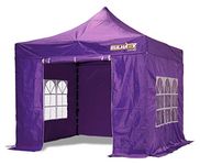 Bulhawk® 3x3m COMMERCIAL GRADE WATERPROOF HEAVY DUTY POP UP GAZEBO MARKET STALL MARQUEE INCLUDES SIDEWALLS (Purple (Including walls))