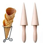 2 pieces waffle and ice cream moulder, waffle cone roller, waffle horn wooden ice cone moulder, suitable for making DIY waffles and ice cream cones