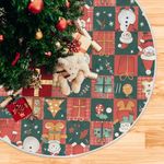 ALAZA Christmas Tree Skirts Snowman Christmas Tree Bell Xmas Tree Skirt Christmas Tree Mat For New Years Decorations Holiday Home Decor