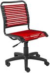 HomeRoots Red Flat Bungie Cord Low Back Rolling Office Chair