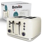 Breville Zen 4-Slice Cream Toaster with High Lift & Wide Slots | Cream & Silver Chrome [VTR028]