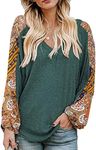 Beyove Women Boho Tops Bohemian Hippie Clothes Long Sleeve Shirts for Women Western Wear Army Green XXL