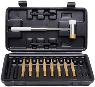 ALBO 15-Piece Pin Punch Set with Hammer, Brass and Plastic Drivers, Roll Pin Tools for Gunsmithing, Firearm and Small Machinery Repair, Knurled Handles, Hard Storage Case