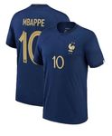 Sports Home Football Team Blue Jersey Original Mbappe 10 World Cup 2022(Kid,Boy,Men) 2023/24 (X-Large 42)