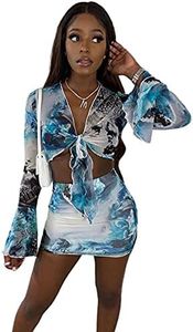 BYDVIA Women's Sexy Stretch Two Piece Set Mini Skirt Setss Streetwear Party Club L
