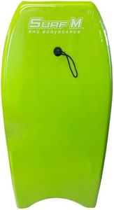 PMU 33 Inch Lime Green Bodyboard - Lightweight Wrist Leash, Surf Mania, Slick Bottom Boards for Beach, Sea & Pool - Surfing Board for Teens & Adults Wave Conditions Pkg/1