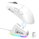 LexonElec x ATTACK SHARK X11 Wireless Gaming Mouse with RGB Magnetic Charging Dock, PixArt PAW3311 Sensor, Lightweight 59g Tri-Mode Gaming Mouse, Wired/2.4G/BT, Up to 22K DPI for PC/Mac-White