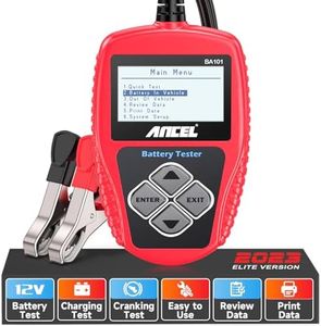 ANCEL BA101 12V Car Battery Tester - Digital Automotive Batteries & Alternator Diagnostic Tool, 100-2000 CCA Load Capacity, Charging & Cranking Analysis for Motorcycle, Truck, Boat, Marine & More