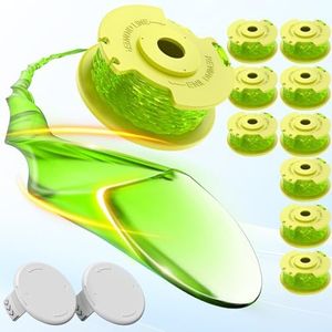 Weed Wacker String Compatible with Ryobi One Plus+ AC80RL3, 0.08'' String Trimmer Line,Weed Eater String Compatible with Ryobi 18V, 24V, 40V Trimmers(10 Replacement Spool, 2 Trimmer Cap Cover)