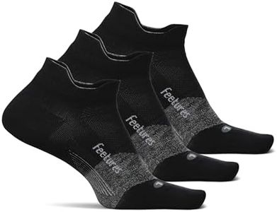 Feetures Elite Ultra Light Cushion Ankle Socks - Sport Sock with Targeted Compression - New Black, L (3 Pack)