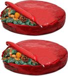 ADEPTNA Set of 2 Premium Christmas Wreath Storage Decoration Storage Bags Red – Clear Zipped Cover Enables to Easily Identify the Contents