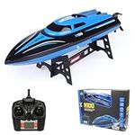 Remote Control Boat for Lakes, Pools and Outdoor Adventure 2.4G 4 Channel High Speed Electric RC Boat Gift for Child - Blue