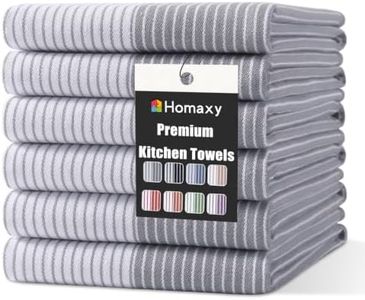 Homaxy Premium Cotton Kitchen Towels 18"x 28", 6 Pack Large Kitchen Hand Towels, Soft and Absorbent Tea Towel with Hanging Loop, Grey