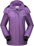 CAMEL CROWN Women's Ski Jacket Waterproof Warm Winter Snow Coat Hooded Mountain Outdoor Windbreaker Windproof Jacket Purple New Medium