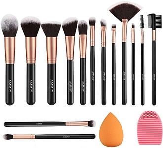 Makeup Brushes Rose Golden 14 Pcs Makeup Brush Set with Blender Sponge and Brush Cleaner Premium Synthetic Kabuki Foundation Face Powder Blush Eyeshadow Cruelty-Free Brochas De Maquillaje