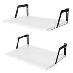 SRIWATANA Floating Shelves Wall Mounted Set of 2 Rustic Wood Shelves with Large Capacity(Washed White