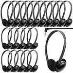 Wensdo Bulk Headphones 25 Pack for Kids School Classroom, Class Set Headphones for Students Teens Toddler Childern and Adults-(Black)