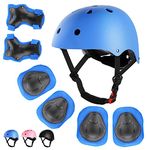 Helmet Pad Set, Kids Bike Helmet Set Skateboard Knee Pads for Girls Kids 3-10 Years Old (Blue)