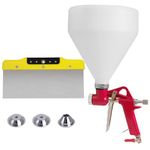 Drywall Texture Sprayer,Air Hopper Spray Gun 1.5 Gallon with 3 Nozzle (4.0mm/6.0mm/8.0mm) & Putty Knife,Stainless Steel Scraper for Repairing Drywall, Removing Wallpaper, Applying Putty (Red)