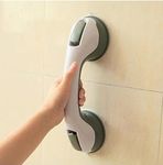 Safe Shower Handle, 12" Super Suction Grab Bar with Dual Locking, Anti-Slip Suction Bath Tub Helping Handle Safety Balance Grab Bar Handrail Grip for Elderly Seniors Handicap Disabled | Grey