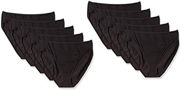 Amazon Essentials Women's Cotton High Leg Brief Underwear (Available in Plus Size), Pack of 10, Black, Large