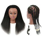 RYHAIR Mannequin Head with Human Hair for Hairdresser Training Braiding Styling Manikin Cosmetology Makeup Manican Doll Display Practice with Stand