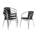 Bolero Aluminium and Wicker Chairs Black for Outdoors 735X530X850mm 4pc