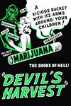 Devils Harvest Marijuana Blacklight Poster Classic Retro Trippy Flocked Felt Velvet UV Black Light Reactive Psychedelic Propaganda Vintage Movie Weed Stoner 420 Cannabis Cool Wall Decor 24x36