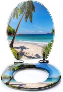 DERUINVAIO Colored Toilet Seat with Slow Close, Palms tropical beach Resin Toilet Seats, Easy to Install, Easy to Clean Heavy Duty Deluxe Toilet Seat