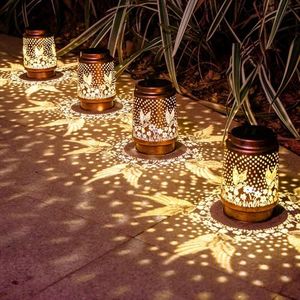 4 Packs Solar Lanterns Outdoor Hanging Lantern Lights, 4 Hummingbirds Hollowed-Out Metal Decor Lantern, Waterproof LED Decorative Garden Light Gifts