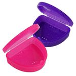 Slim Orthodontic Dental Case x 2 - Colour & Glitter Choices for Retainers, Bleaching Trays, Dentures & More (Glitter Pink & Glitter Purple)