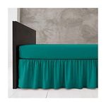 Poly Cotton Base Valance Bed Sheet Plain Dyed 16" Inches Drop Frilled King Size Platform Bedding, Deep Teal